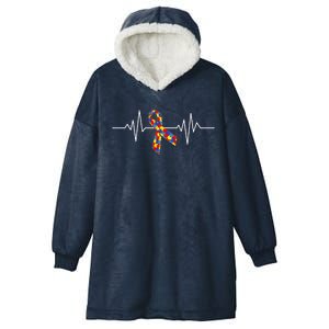 Autism Awareness Ribbon Heartbeat Hooded Wearable Blanket