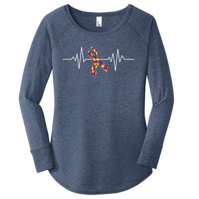 Autism Awareness Ribbon Heartbeat Women's Perfect Tri Tunic Long Sleeve Shirt