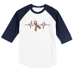 Autism Awareness Ribbon Heartbeat Baseball Sleeve Shirt