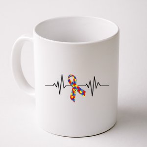 Autism Awareness Ribbon Heartbeat Coffee Mug