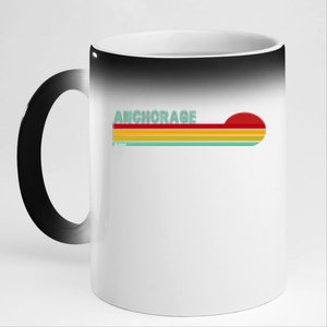 Anchorage Alaska Retro Sunset 11oz Black Color Changing Mug