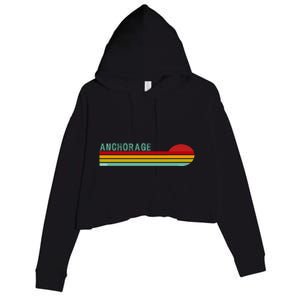 Anchorage Alaska Retro Sunset Crop Fleece Hoodie