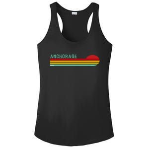 Anchorage Alaska Retro Sunset Ladies PosiCharge Competitor Racerback Tank