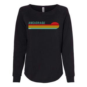 Anchorage Alaska Retro Sunset Womens California Wash Sweatshirt