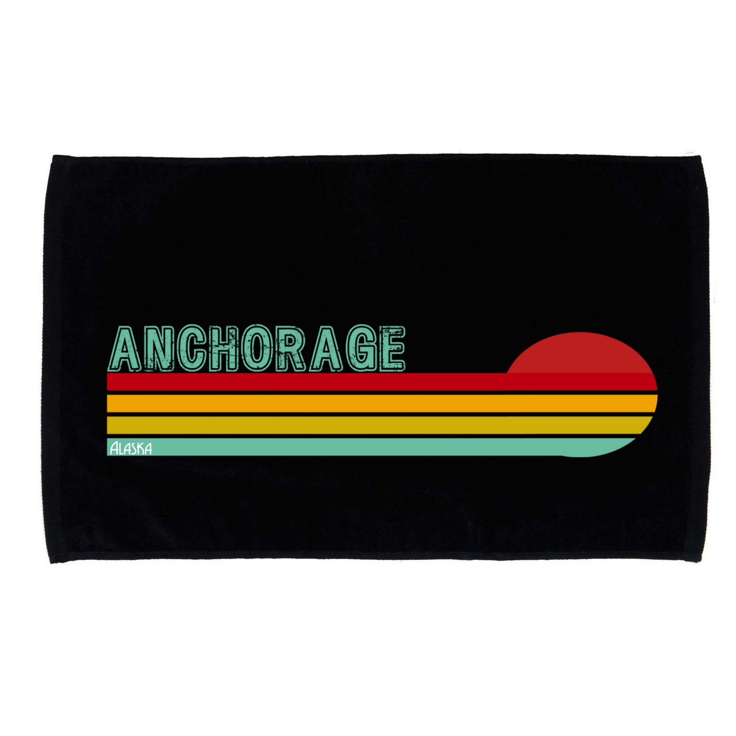 Anchorage Alaska Retro Sunset Microfiber Hand Towel