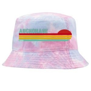 Anchorage Alaska Retro Sunset Tie-Dyed Bucket Hat