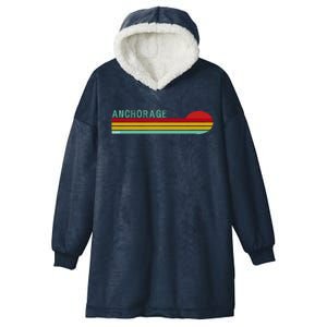 Anchorage Alaska Retro Sunset Hooded Wearable Blanket