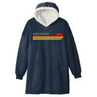 Anchorage Alaska Retro Sunset Hooded Wearable Blanket