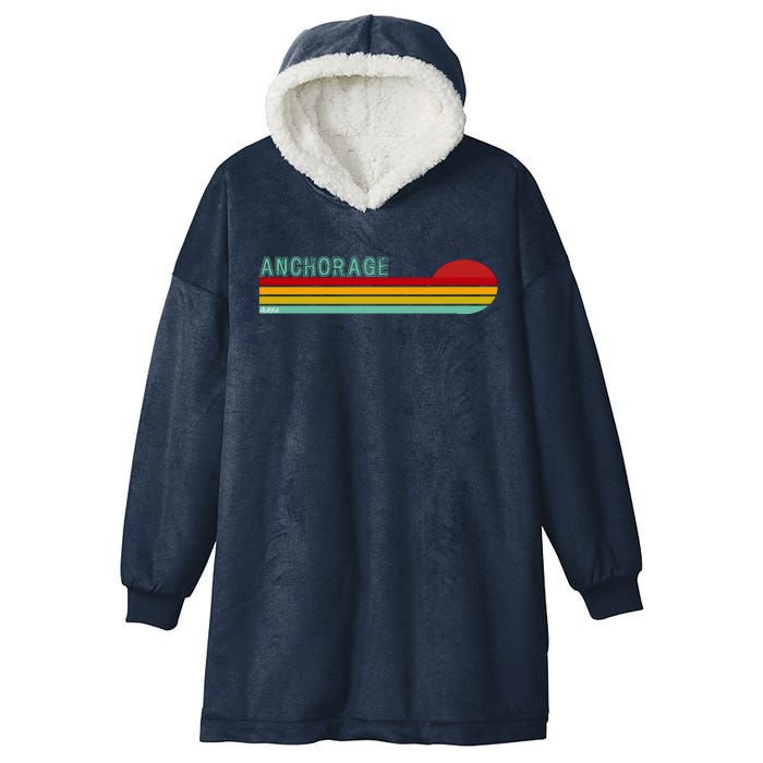 Anchorage Alaska Retro Sunset Hooded Wearable Blanket