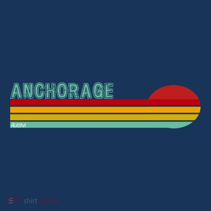 Anchorage Alaska Retro Sunset Button