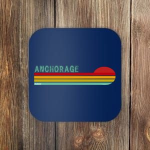 Anchorage Alaska Retro Sunset Coaster