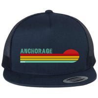 Anchorage Alaska Retro Sunset Flatbill Hat
