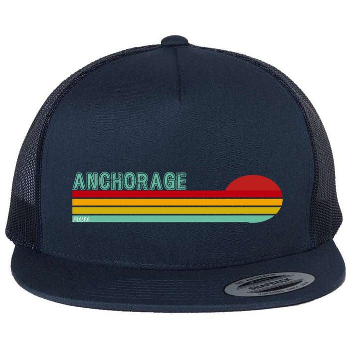 Anchorage Alaska Retro Sunset Flatbill Hat