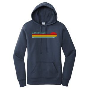 Anchorage Alaska Retro Sunset Women's Pullover Hoodie