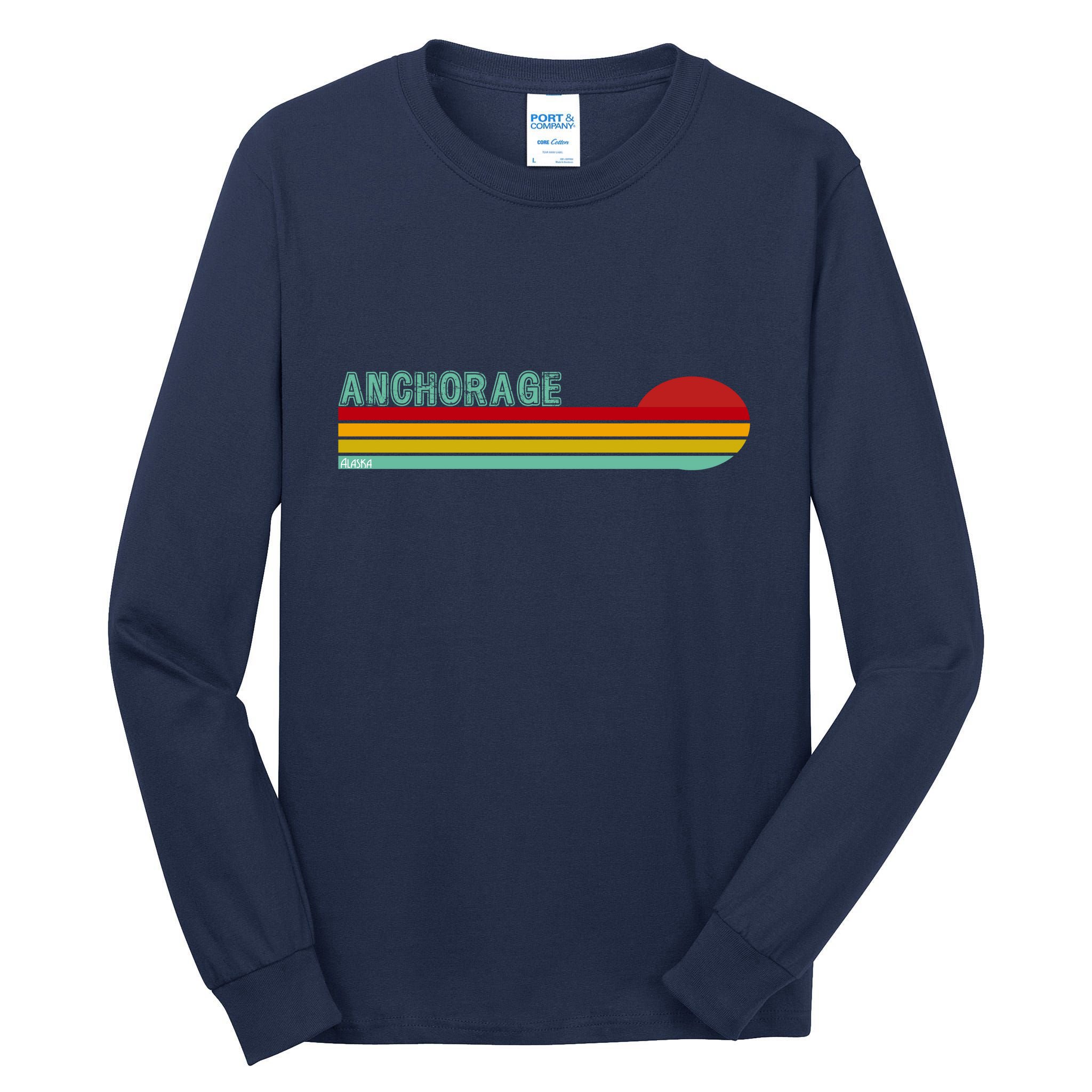 Anchorage Alaska Retro Sunset Tall Long Sleeve T-Shirt