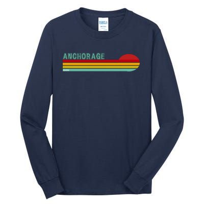 Anchorage Alaska Retro Sunset Tall Long Sleeve T-Shirt