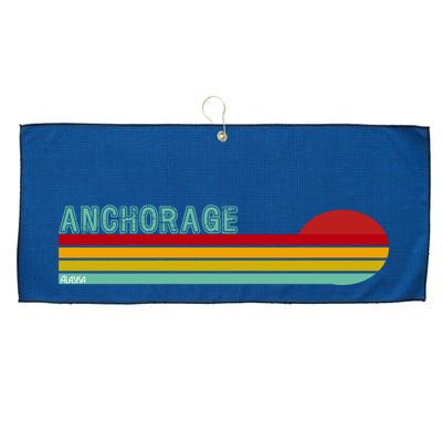 Anchorage Alaska Retro Sunset Large Microfiber Waffle Golf Towel