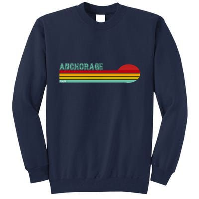 Anchorage Alaska Retro Sunset Tall Sweatshirt