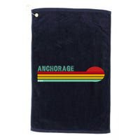 Anchorage Alaska Retro Sunset Golf Towel