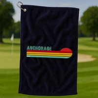 Anchorage Alaska Retro Sunset Golf Towel