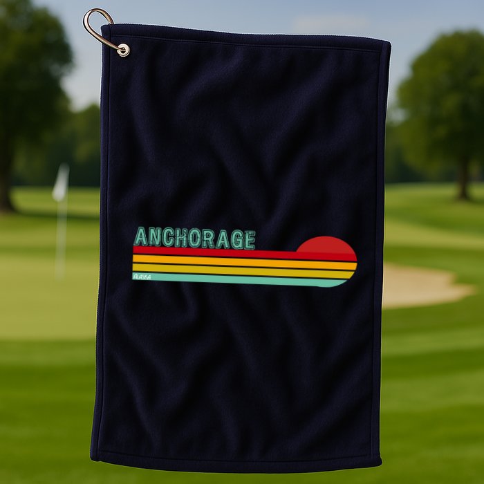 Anchorage Alaska Retro Sunset Golf Towel