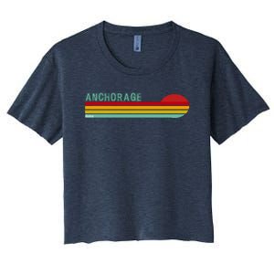 Anchorage Alaska Retro Sunset Women's Crop Top Tee