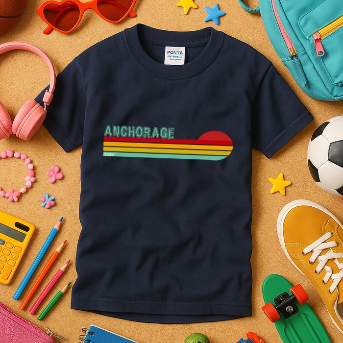 Anchorage Alaska Retro Sunset Kids T-Shirt