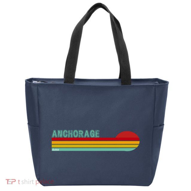 Anchorage Alaska Retro Sunset Zip Tote Bag