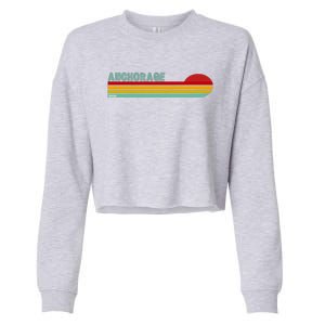 Anchorage Alaska Retro Sunset Cropped Pullover Crew