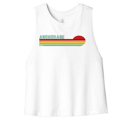 Anchorage Alaska Retro Sunset Women's Racerback Cropped Tank