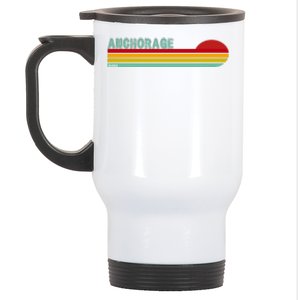 Anchorage Alaska Retro Sunset Stainless Steel Travel Mug