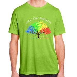 Autism Awareness Rainbow Tree Grow Your Awareness Hand Drawn Meaningful Gift Adult ChromaSoft Performance T-Shirt