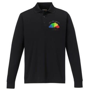 Autism Awareness Rainbow Tree Grow Your Awareness Hand Drawn Meaningful Gift Performance Long Sleeve Polo