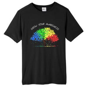 Autism Awareness Rainbow Tree Grow Your Awareness Hand Drawn Meaningful Gift Tall Fusion ChromaSoft Performance T-Shirt