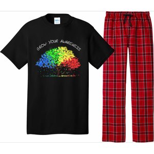 Autism Awareness Rainbow Tree Grow Your Awareness Hand Drawn Meaningful Gift Pajama Set