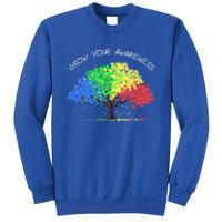 Autism Awareness Rainbow Tree Grow Your Awareness Hand Drawn Meaningful Gift Sweatshirt