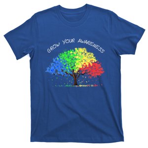 Autism Awareness Rainbow Tree Grow Your Awareness Hand Drawn Meaningful Gift T-Shirt