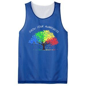 Autism Awareness Rainbow Tree Grow Your Awareness Hand Drawn Meaningful Gift Mesh Reversible Basketball Jersey Tank