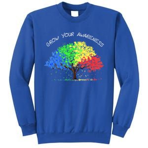 Autism Awareness Rainbow Tree Grow Your Awareness Hand Drawn Meaningful Gift Tall Sweatshirt