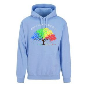 Autism Awareness Rainbow Tree Grow Your Awareness Hand Drawn Meaningful Gift Unisex Surf Hoodie