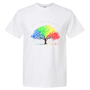 Autism Awareness Rainbow Tree Grow Your Awareness Hand Drawn Meaningful Gift Garment-Dyed Heavyweight T-Shirt