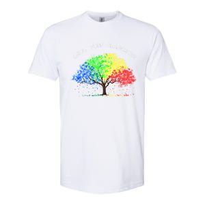 Autism Awareness Rainbow Tree Grow Your Awareness Hand Drawn Meaningful Gift Softstyle CVC T-Shirt