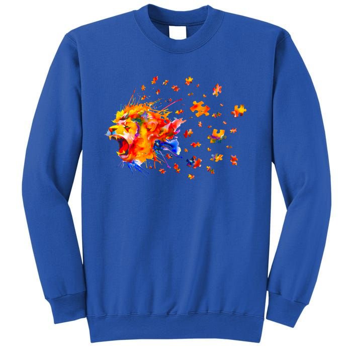 Autism Awareness Roar Cute Lion Puzzle Gift Sweatshirt