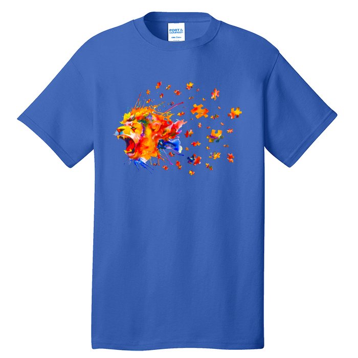 Autism Awareness Roar Cute Lion Puzzle Gift Tall T-Shirt