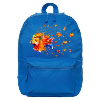 Autism Awareness Roar Cute Lion Puzzle Gift 16 in Basic Backpack