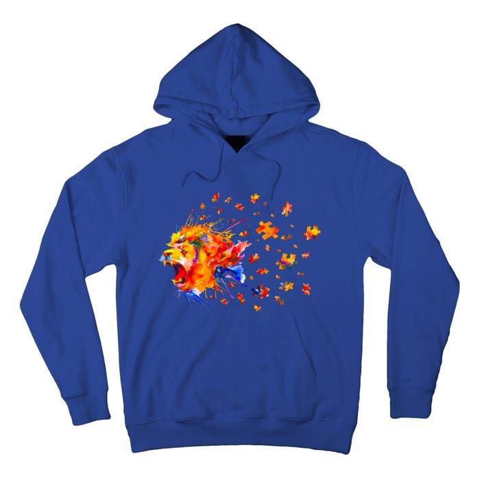 Autism Awareness Roar Cute Lion Puzzle Gift Tall Hoodie