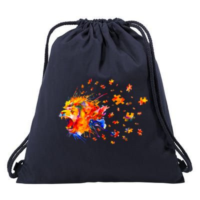 Autism Awareness Roar Cute Lion Puzzle Gift Drawstring Bag