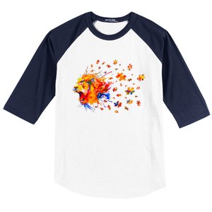 Autism Awareness Roar Cute Lion Puzzle Gift Baseball Sleeve Shirt