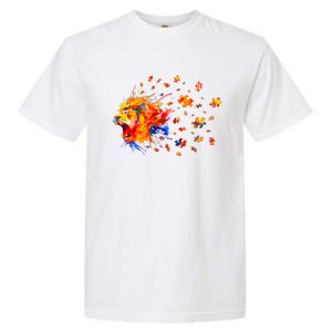 Autism Awareness Roar Cute Lion Puzzle Gift Garment-Dyed Heavyweight T-Shirt