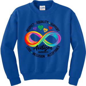 Autism Awareness Respect Equality Support Love Inclusion Great Gift Kids Sweatshirt